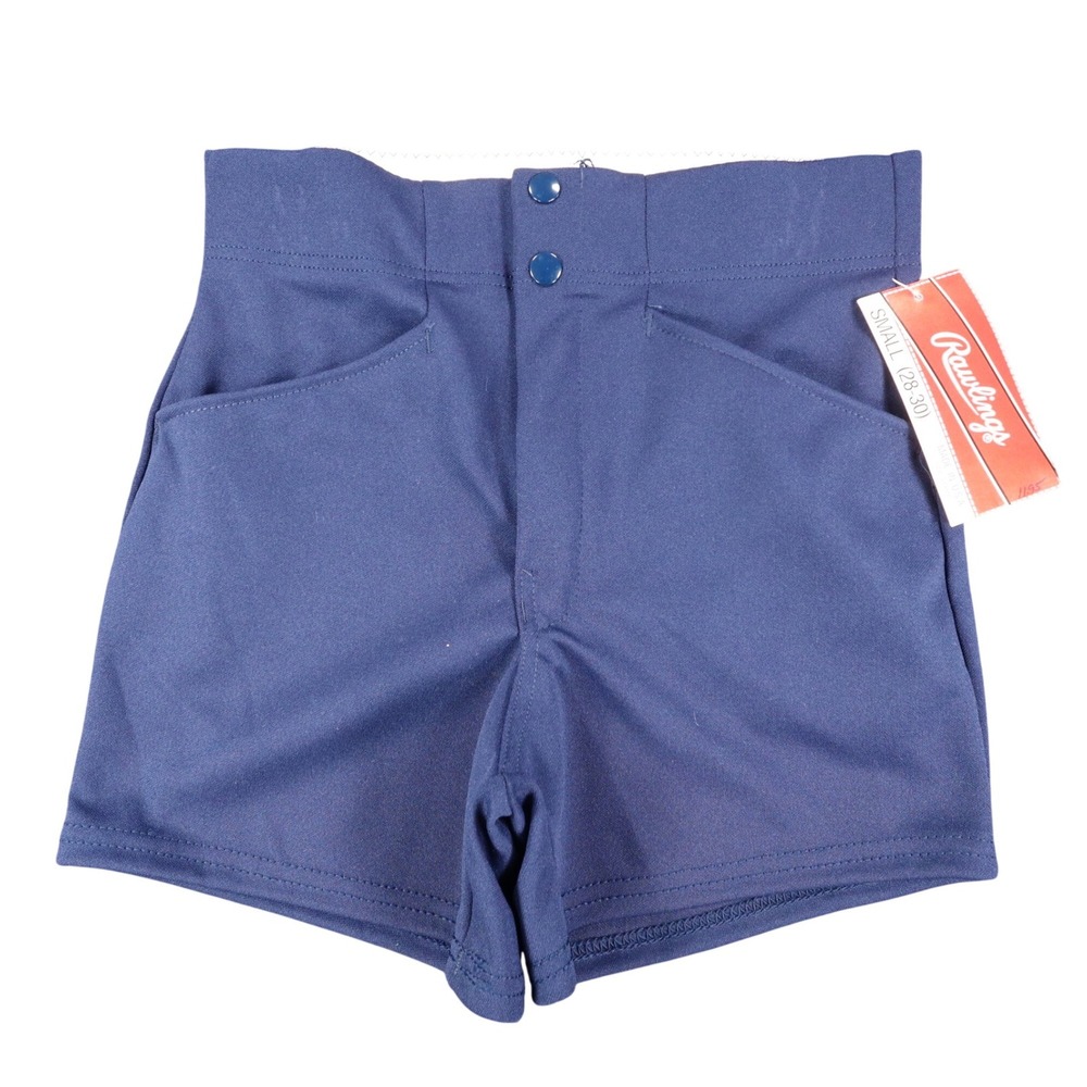 Rawlings Shorts Mens Small 28-30 Vintage 80s Navy Blue Polyester Baseball Coach